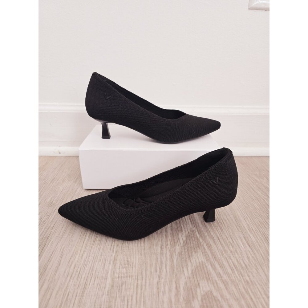 Vivaia Scarlett Pointed Toe Kitten Heels Black Slip On Pump Shoes 6.5 37
